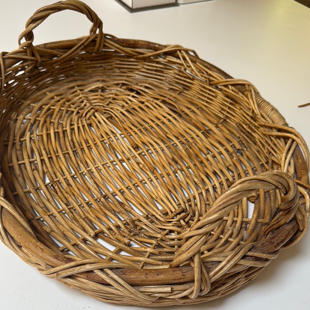 Rustic Oval Woven Basket with Handles